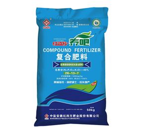 紅四方養吧增效控失肥46%（26-13-7）,適用于小麥、玉米、水稻等大田作物